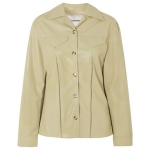 NANUSHKA ‘Ganit’ crochet -trimmed vegan leather jacket Color: Neutral Size Small